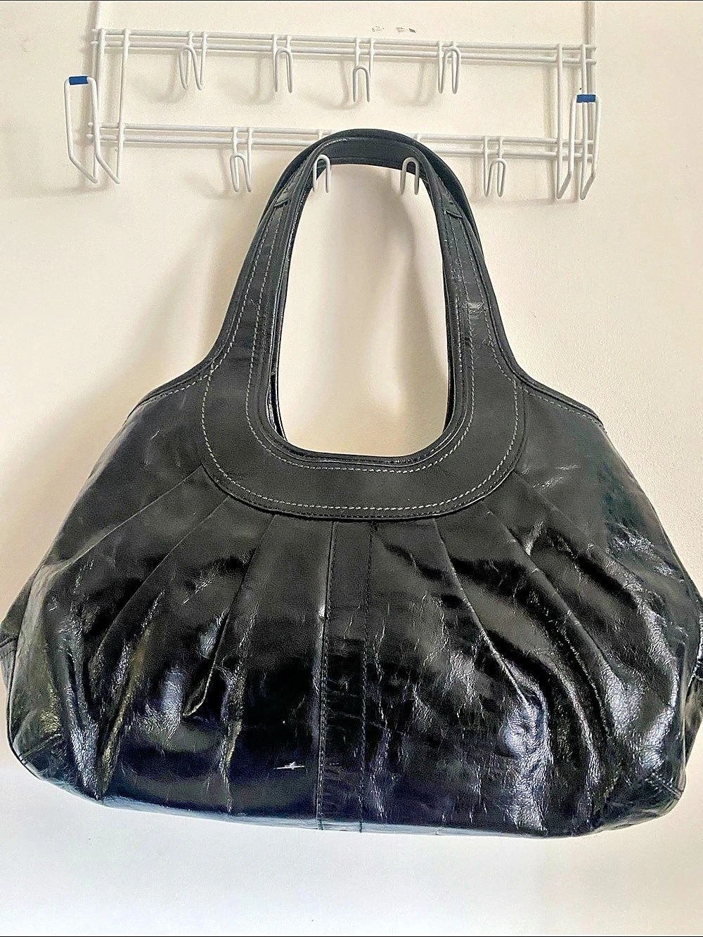 COACH Soho Pleated Flap Shoulder Bag Black Leather